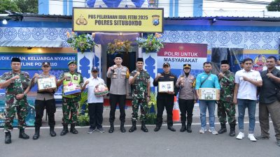 Kapolres Situbondo dan Dandim Beri Dukungan Moril dengan Bingkisan Lebaran di Pos Pam Mudik